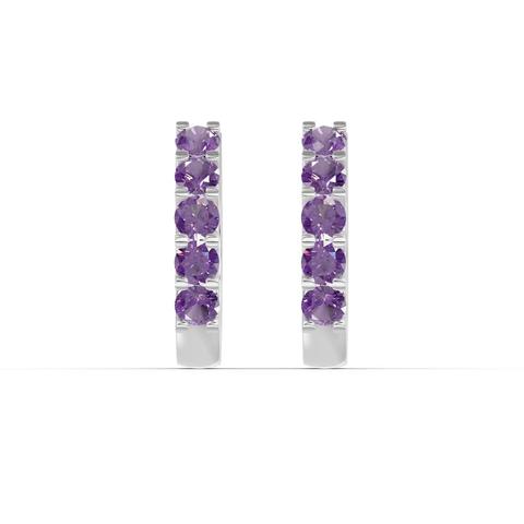 360 degree view of Amethyst Huggie Earrings