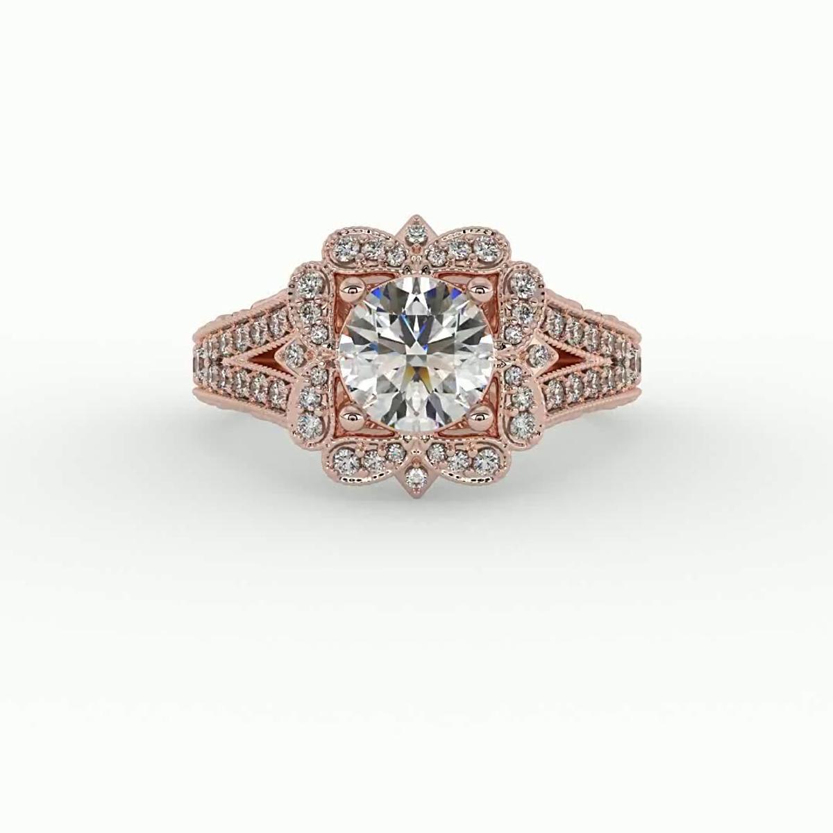 360 degree view of Lilith Halo Engagement Ring