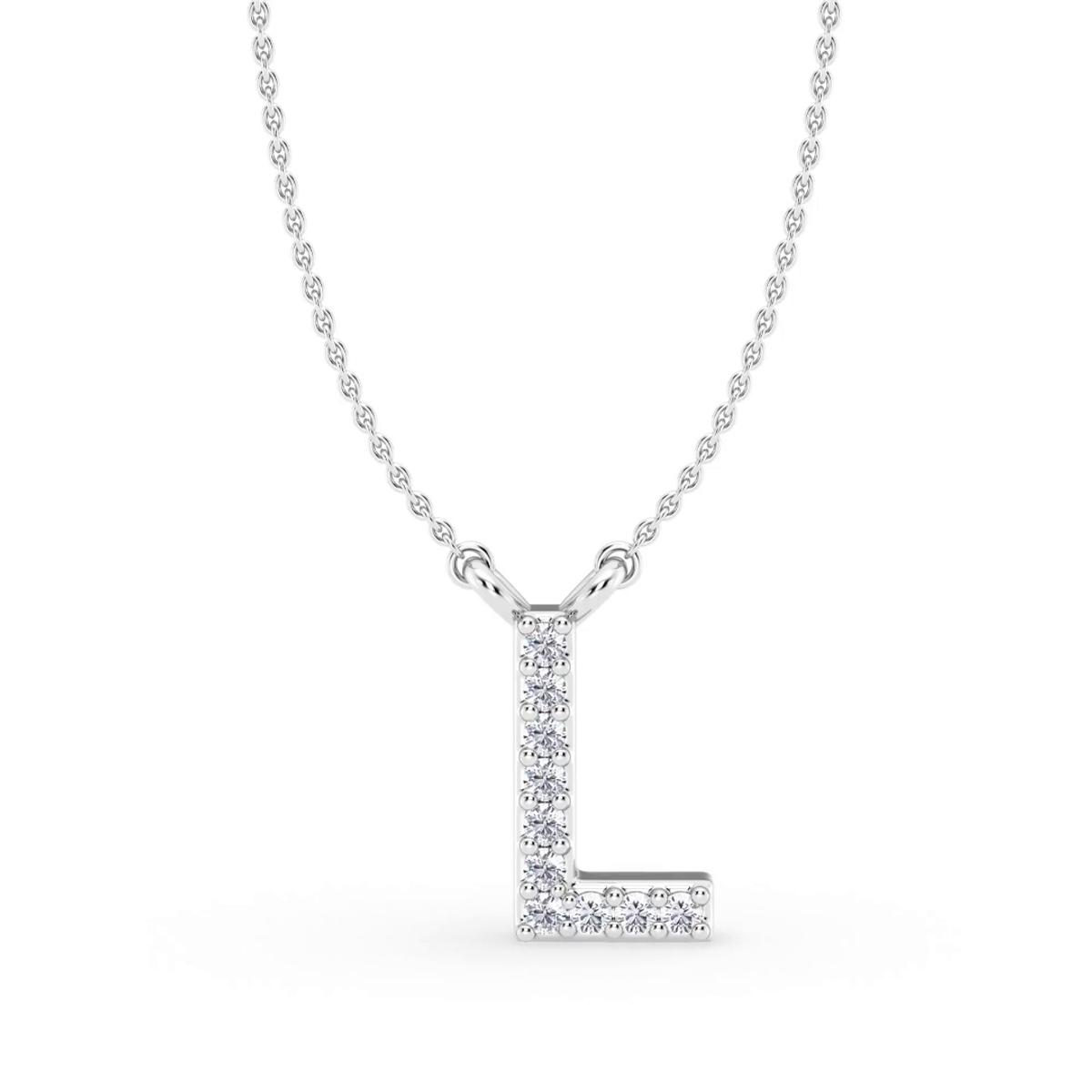 360 degree view of Lab Diamond Initial Necklace – L