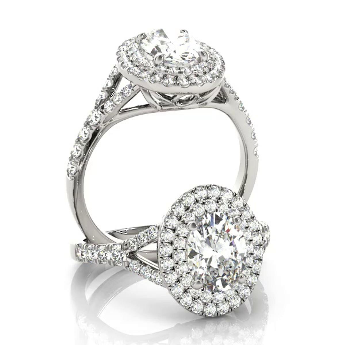 360 degree view of Adele Double Halo Engagement Ring