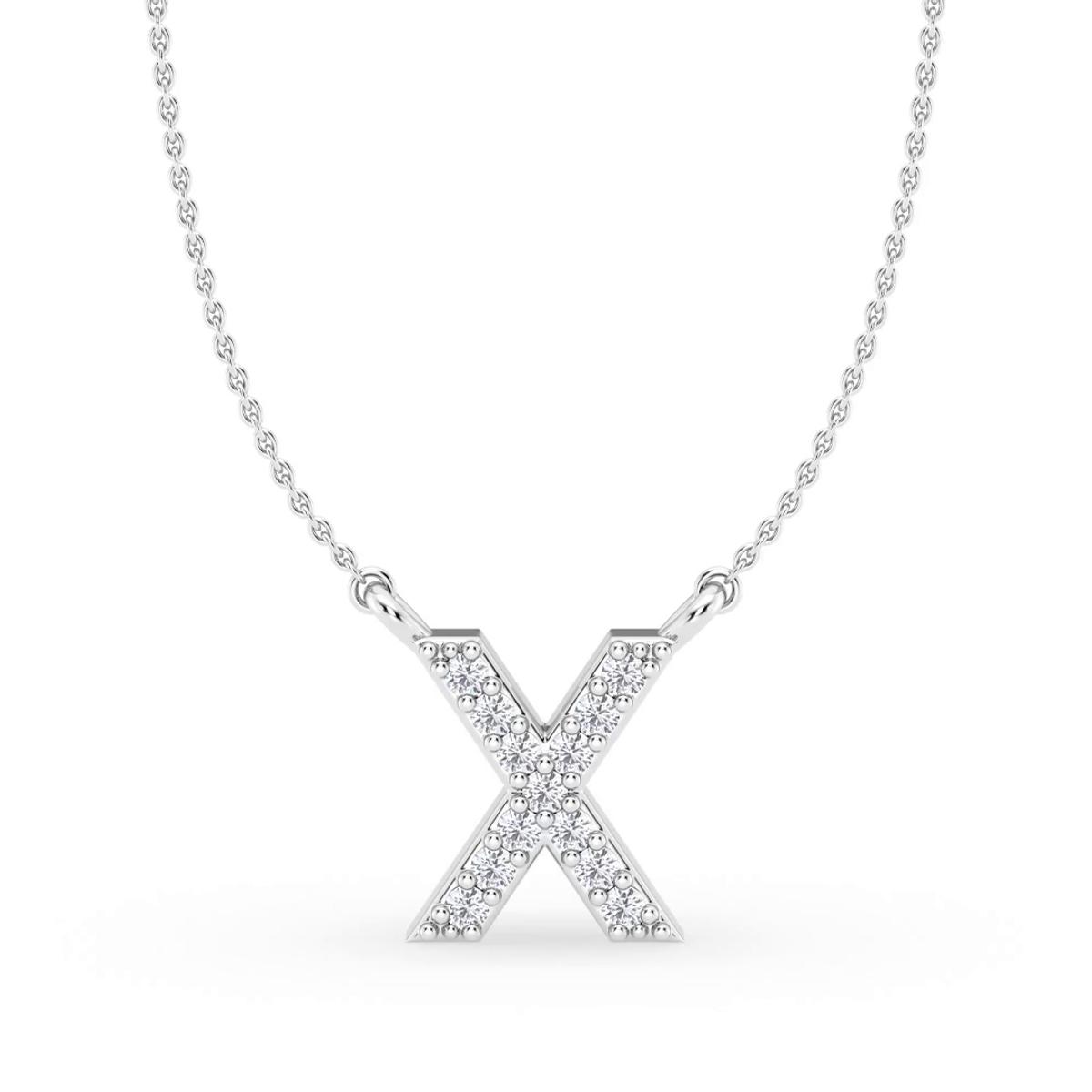 360 degree view of Lab Diamond Initial Necklace – X