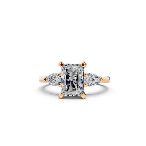 360 degree view of Madison Three-Stone Lab Pear Engagement Ring