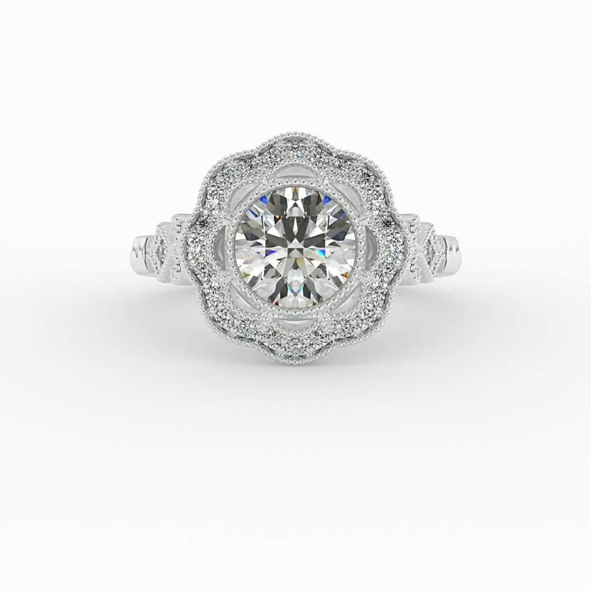 360 degree view of Haven Halo Engagement Ring