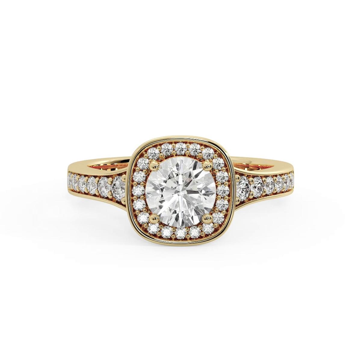 360 degree view of Amira Bezel Halo Engagement Ring