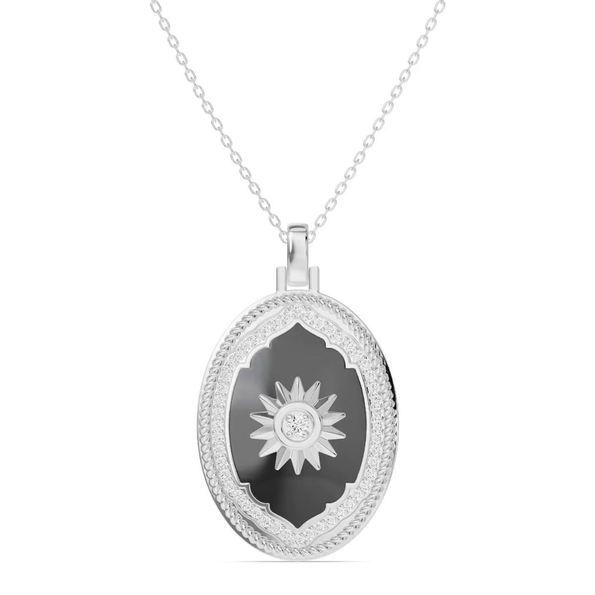 360 degree view of Astril Sol Oval Medallion Lab Diamond Pendant