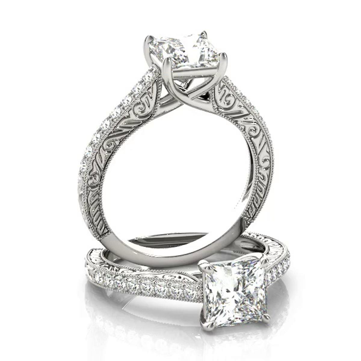360 degree view of Tinsley Vintage Pavé Diamond Engagement Ring