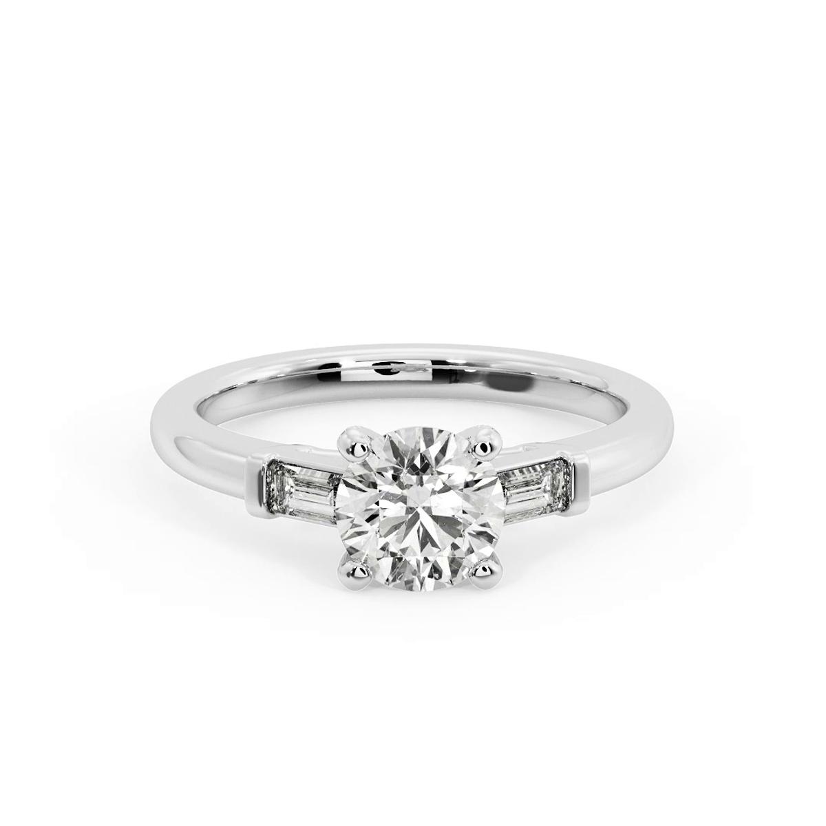 360 degree view of Anne Three-Stone Baguette Engagement Ring
