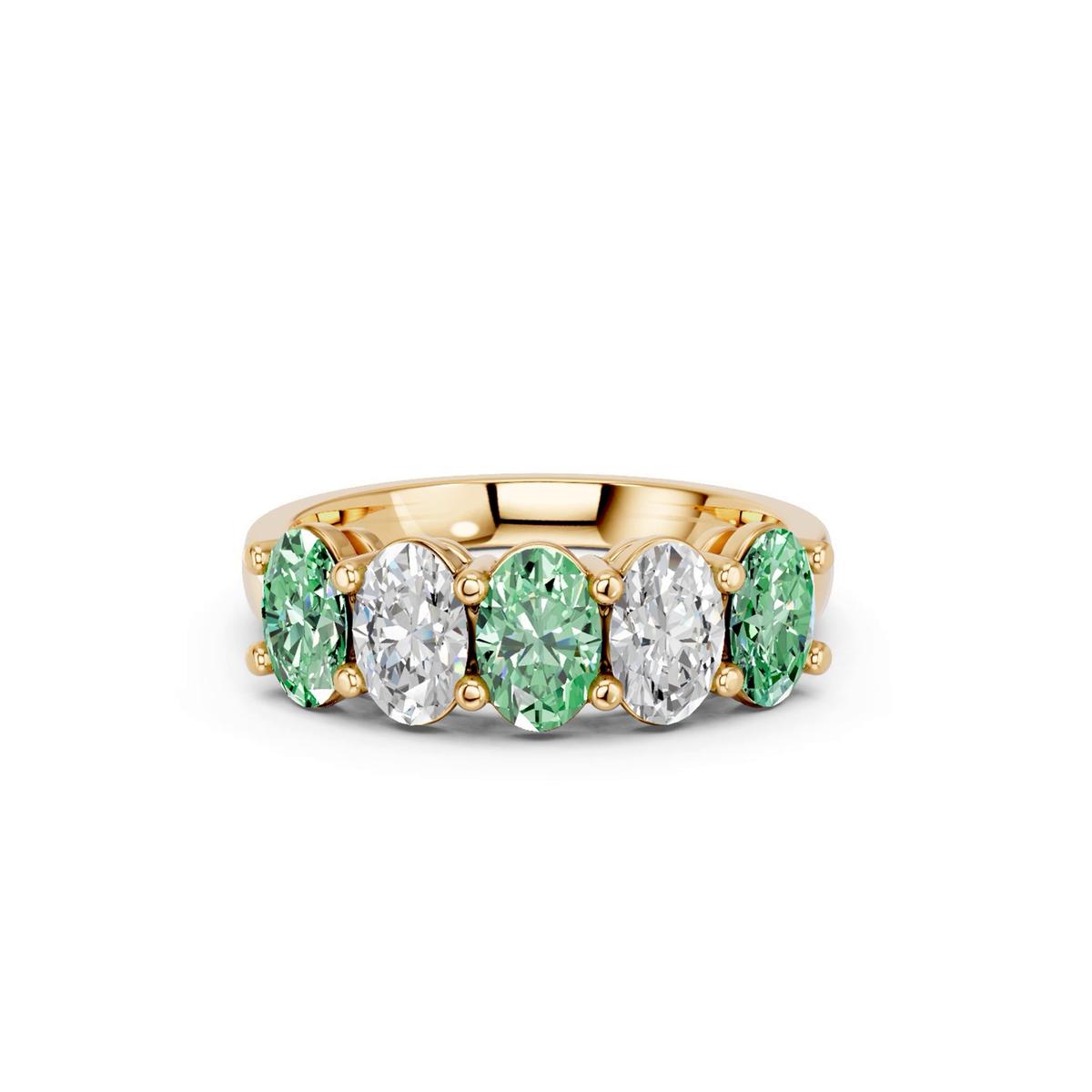 360 degree view of Green & White Lab Diamond Five-Stone Oval Band (2 ct. tw.)