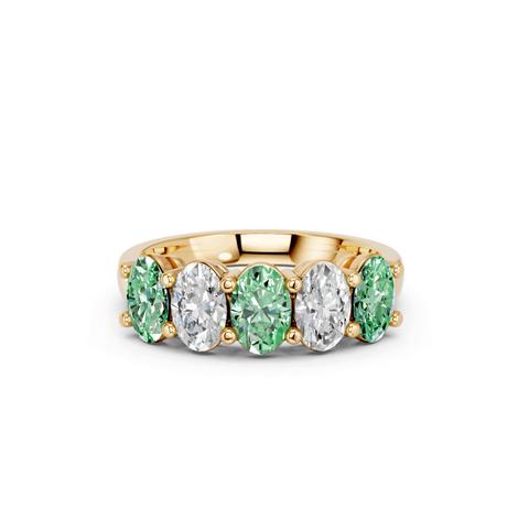 360 degree view of Green & White Lab Diamond Five-Stone Oval Band (2 ct. tw.)