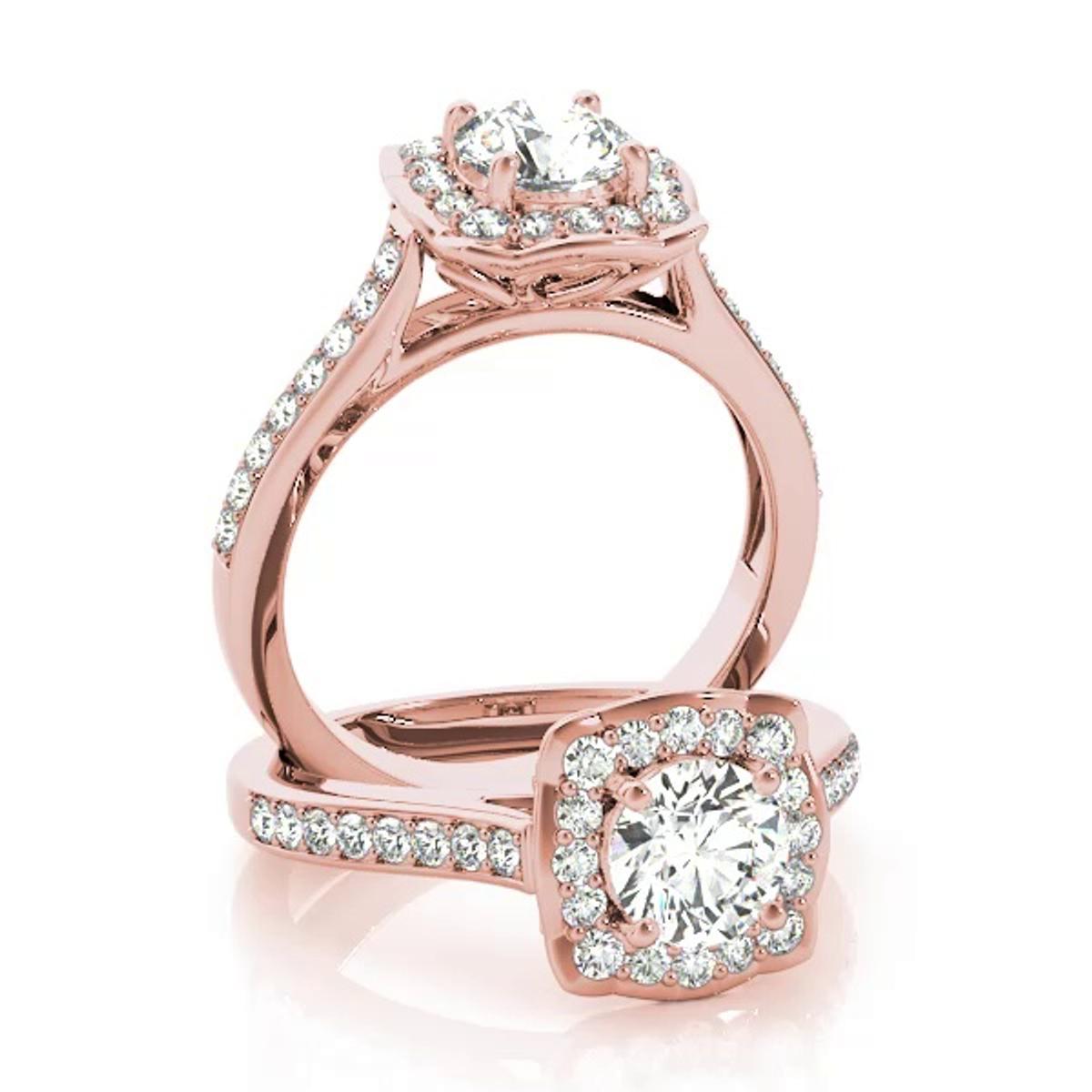 360 degree view of Lessie Halo Engagement Ring