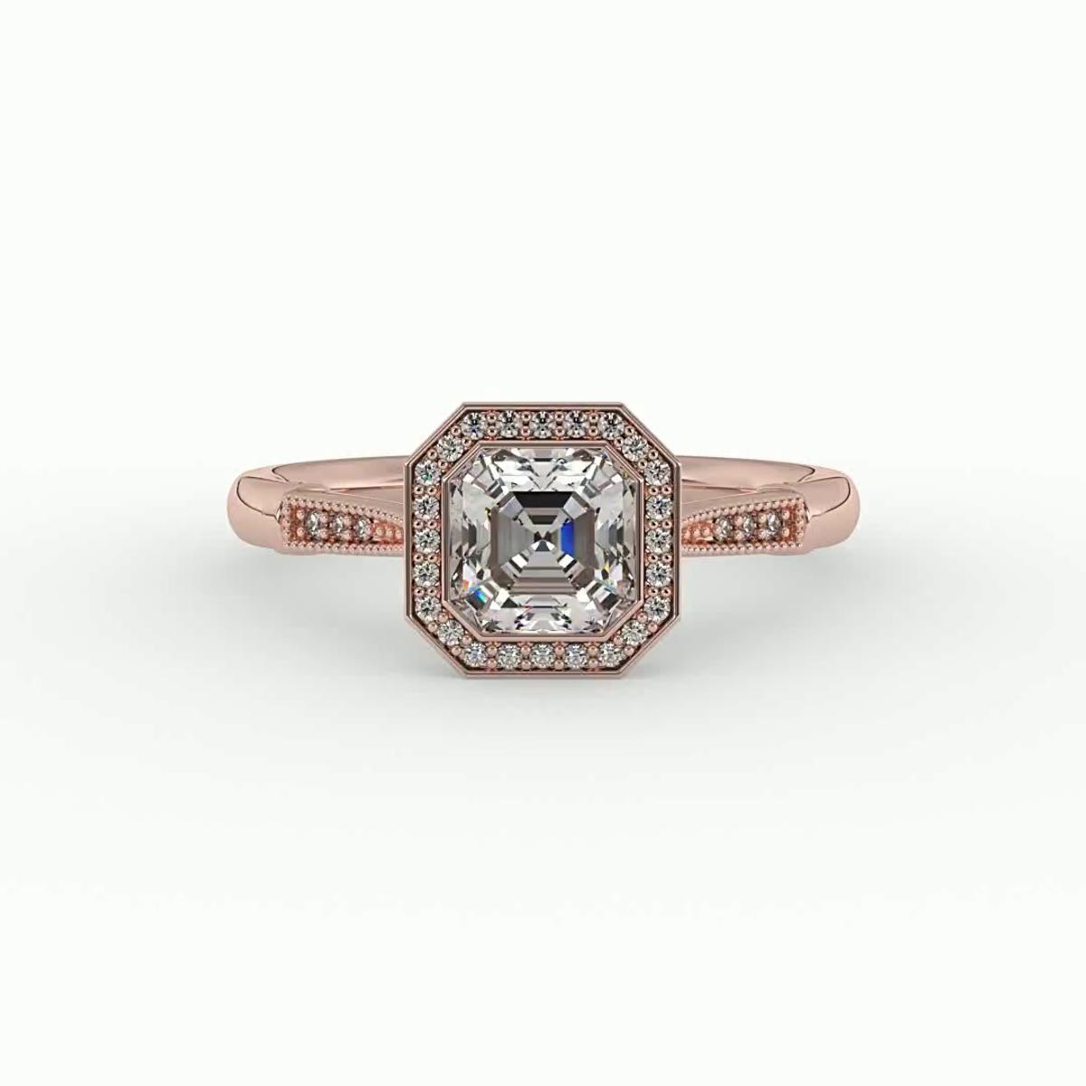 360 degree view of Izabelle Halo Engagement Ring