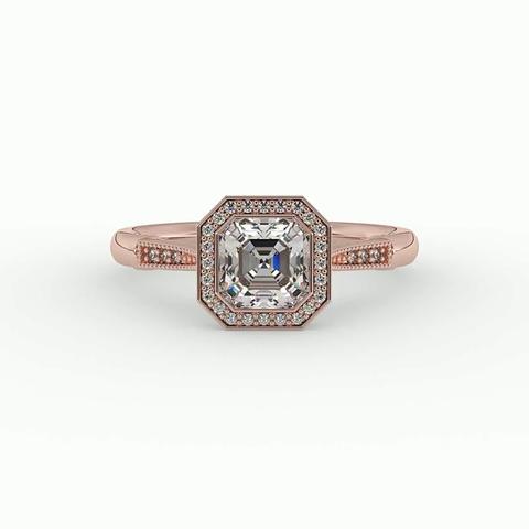 360 degree view of Izabelle Halo Engagement Ring