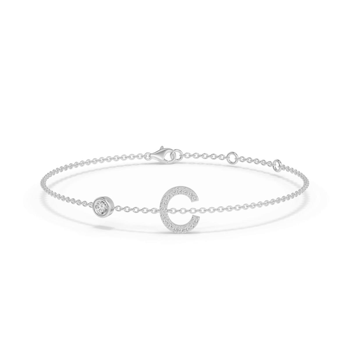 360 degree view of Bezel Lab Diamond Pavé Initial Bracelet - C