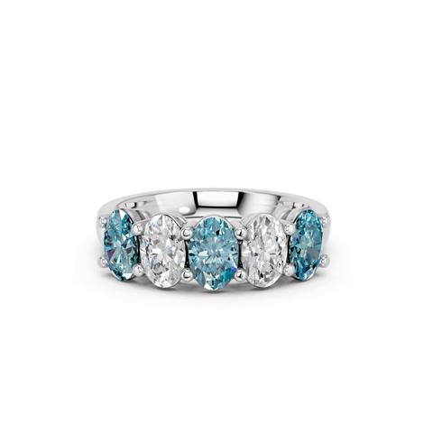360 degree view of Blue & White Lab Diamond Five-Stone Oval Band (2 ct. tw.)