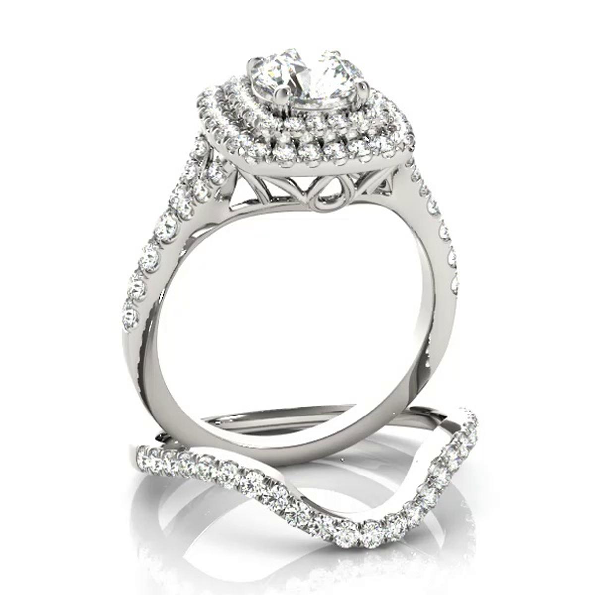 360 degree view of Ellery Double Halo Engagement Ring
