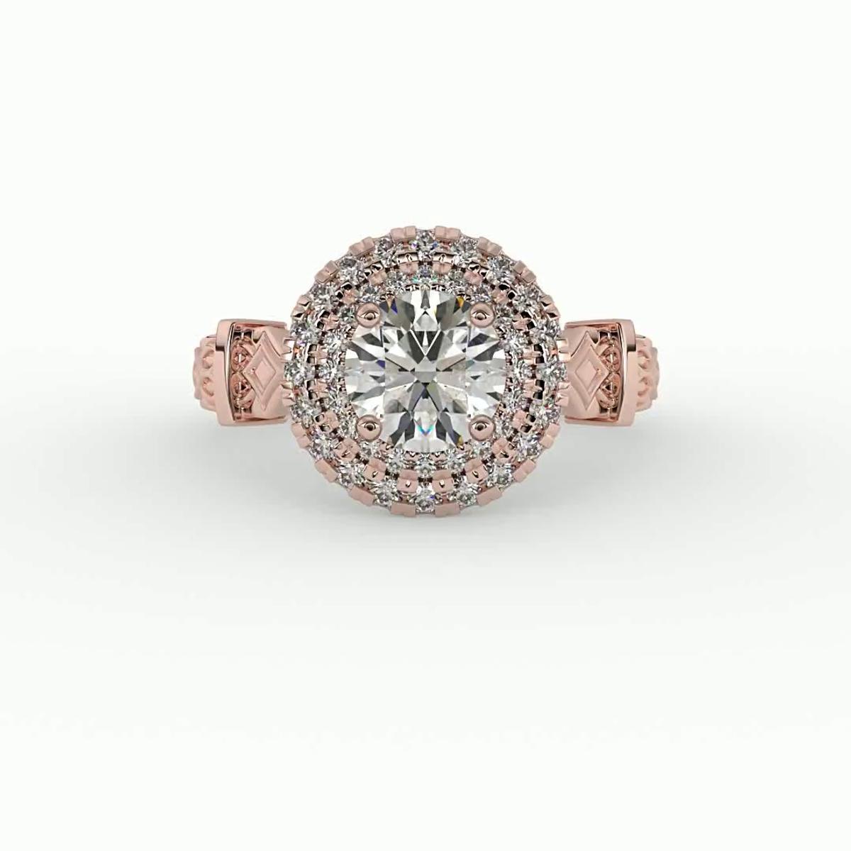 360 degree view of Evelynn Halo Engagement Ring