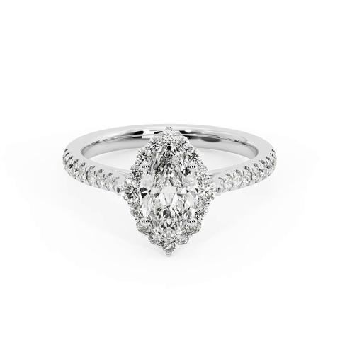 Hannah Diamond Halo Engagement Ring - 14K White Gold