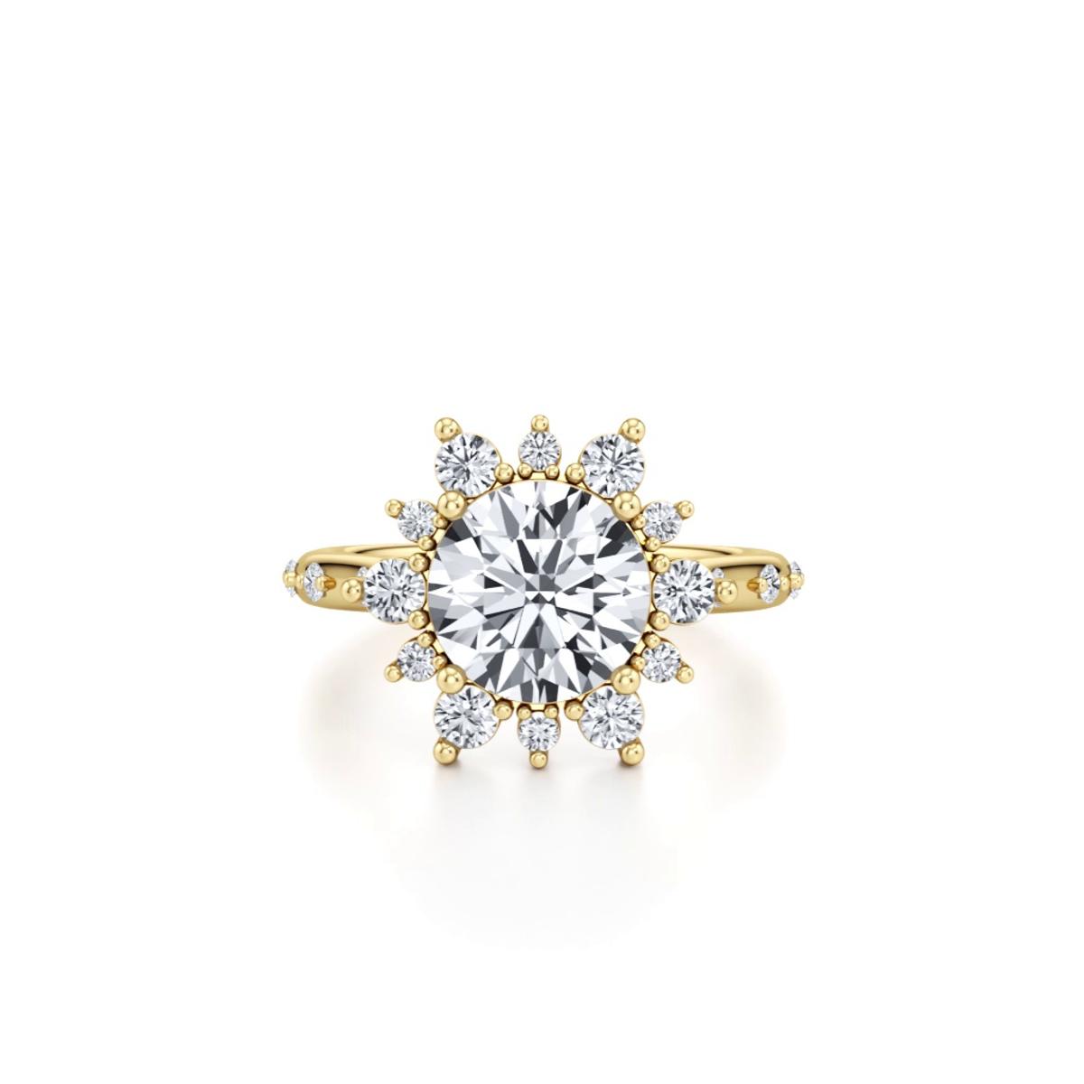 360 degree view of Solara Sunburst Lab Diamond Engagement Ring