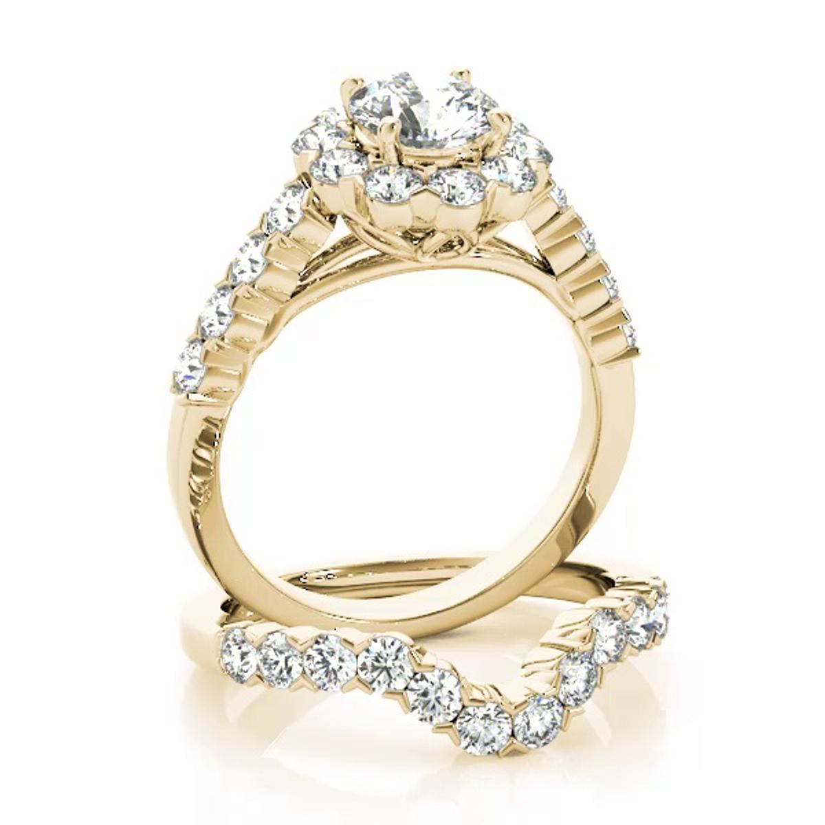 360 degree view of Fleur Halo Engagement Ring