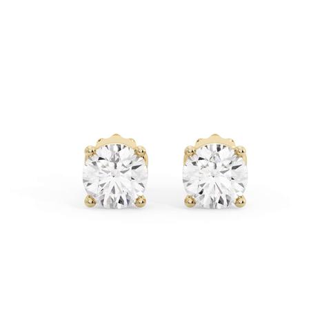 Four-Prong Screw Back Earrings - 14K Yellow Gold
